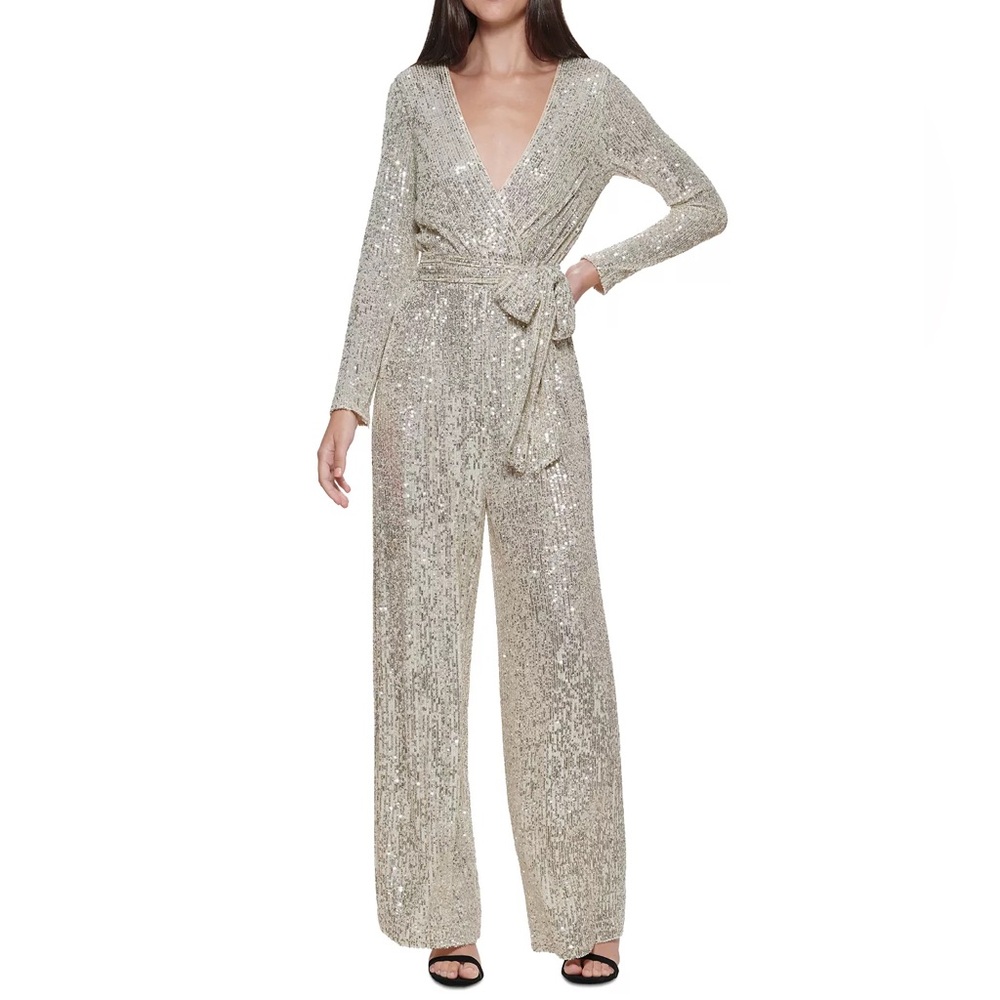 ELIZA J
NEW Sequin Wrap Front Long Sleeve Jumpsuit size 8